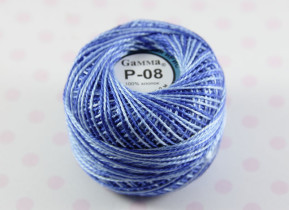 Пряжа Ирис меланж 100% хлопок 10г 82м Р-08 синий-голубой