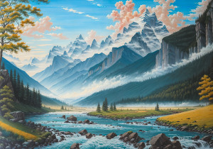 " ФРЕЯ" Пазл 2000 элемент. PZL- 2000/ 42 Горный пейзаж с рекой