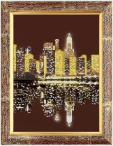 Рисунок на ткани для вышивки бисером  М-003-ш Ч3 Ночной город